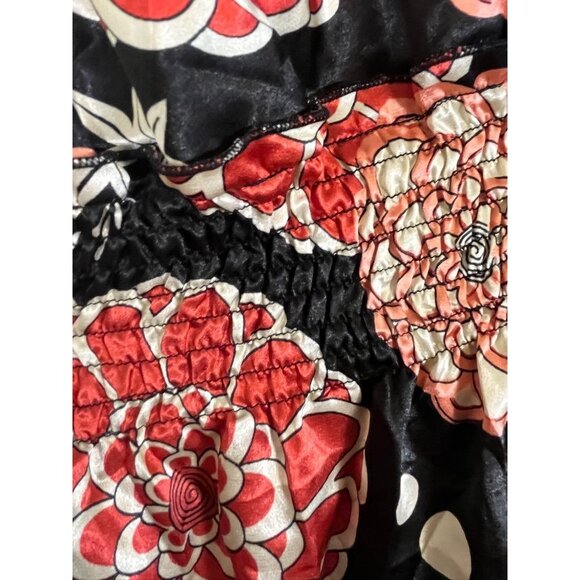 Retro Floral Halter Peplum Top L Black Artsy Funky Y2K Boho Western Colorful 80s - Picture 5 of 11